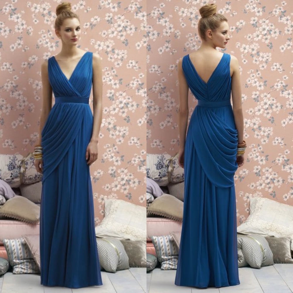 Lela Rose- Dessy Blue Bridesmaid Dress with Matching Belt